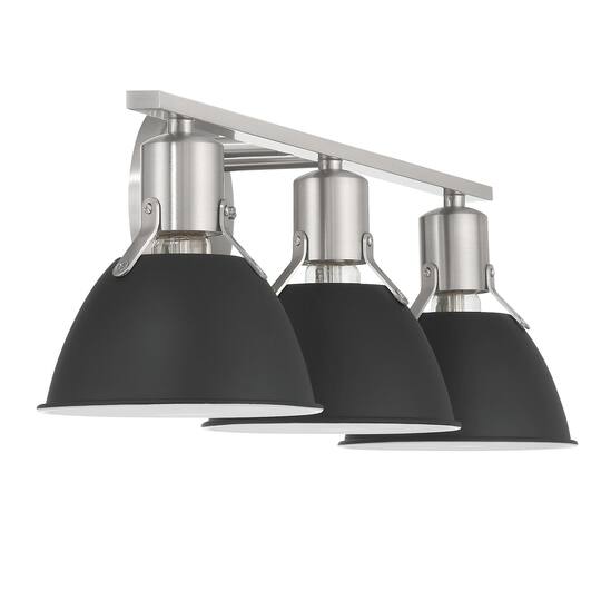 Hello Honey® 24" Cooper Black & Nickel Metal 3-Light Vanity Light with Etched Glass Shades